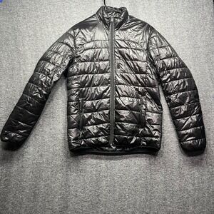 H&M Jacket Mens 42R Black  Puffer Quilted Lightweight Full Zip Mock Neck Padded